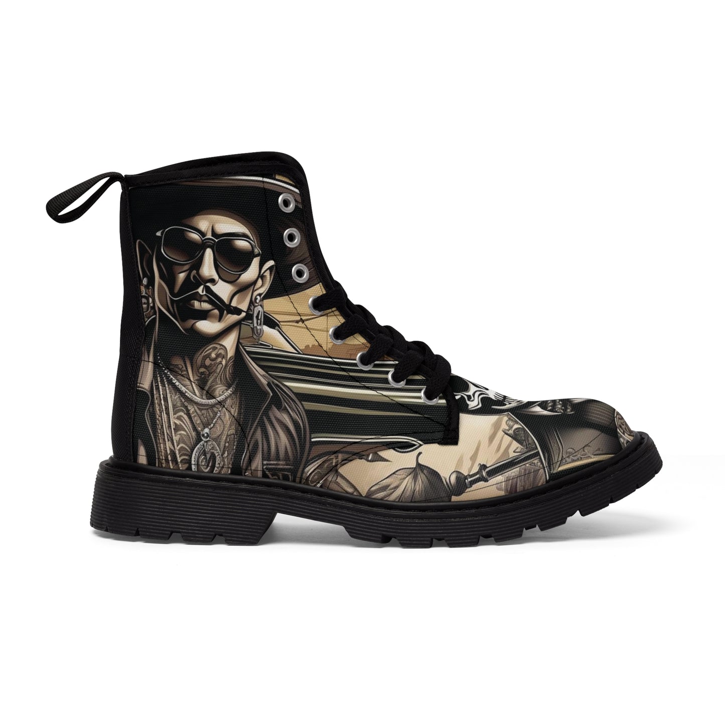 VIBZE Low Rider Printed Canvas Boots